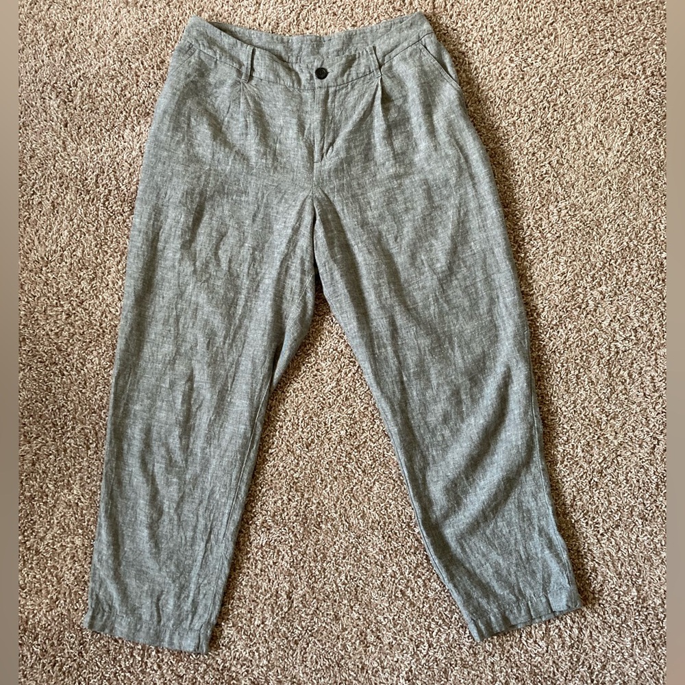 Gray linen trousers, size 10, flowy and comfortable